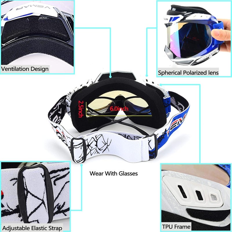 Ubelly Motorcycle Motocross ATV Racing Dirt Bike Tactical Riding Goggles - Image 5